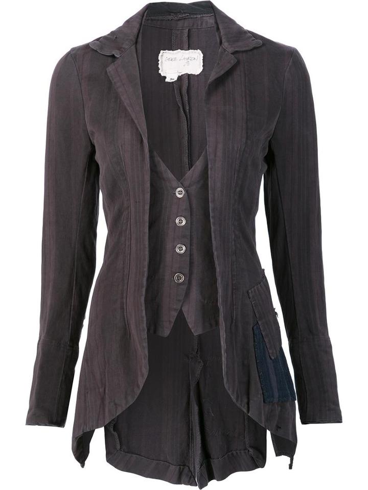 Greg Lauren Fitted Waistcoat Jacket, Women's, Size: 3, Grey, Linen/flax