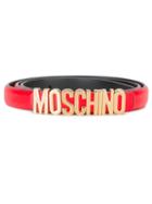 Moschino Logo Plaque Belt, Women's, Size: 90, Red, Leather
