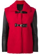 Louis Vuitton Vintage Buckled Shearling Jacket - Red
