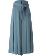 Valentino Pleated Palazzo Pants, Women's, Size: 42, Blue, Silk