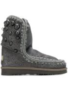 Mou Back Dome Stud Boots - Grey