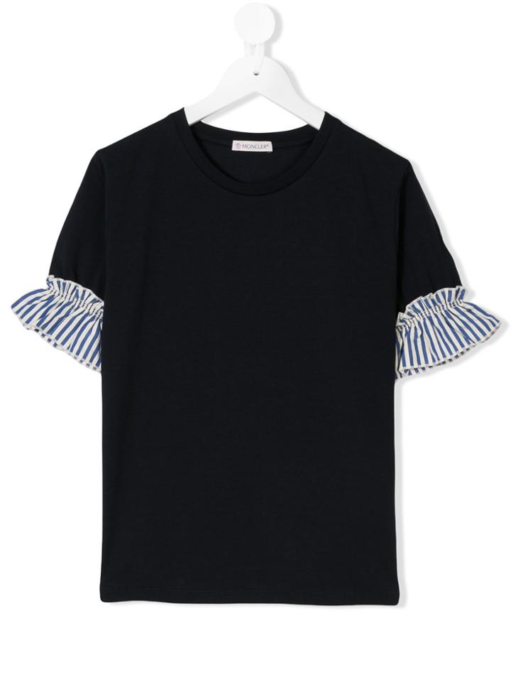 Moncler Kids Striped Trim T-shirt - Blue