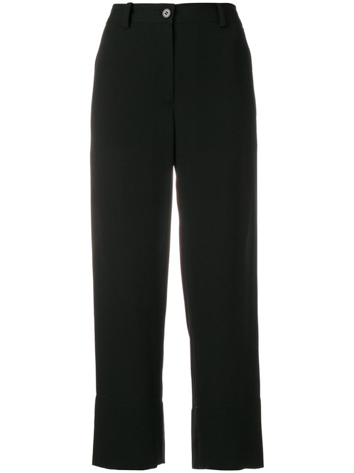 Theory Cropped High Waist Trousers - Black