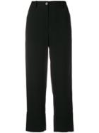 Theory Cropped High Waist Trousers - Black