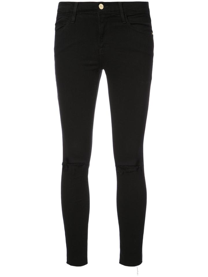 Frame Denim High Waisted Skinny Jeans - Black