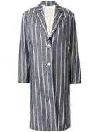 Mackintosh Striped Single-breasted Coat - Grey