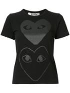 Comme Des Garçons Play - Tonal Heart Print T-shirt - Women - Cotton - L, Black, Cotton
