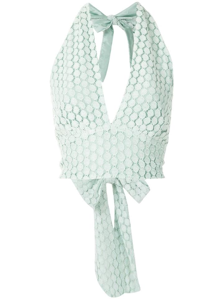 Olympiah Lamier Lace Cropped Top - Green