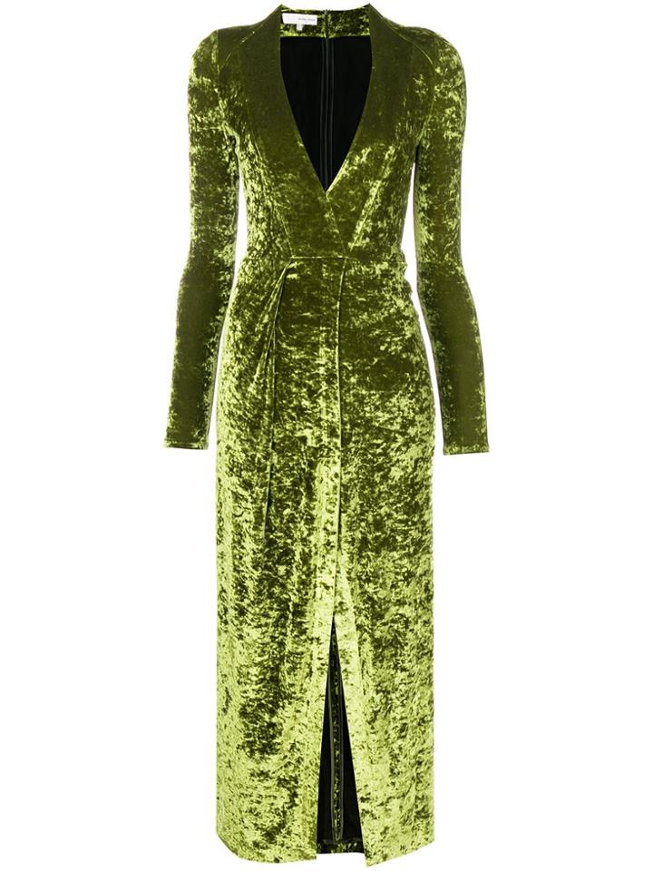 Galvan Cloud Velvet Dress - Green