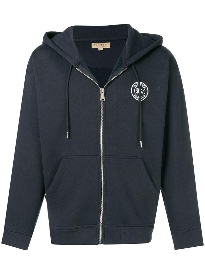 Burberry Small Logo Zipped Hoodie - Blue