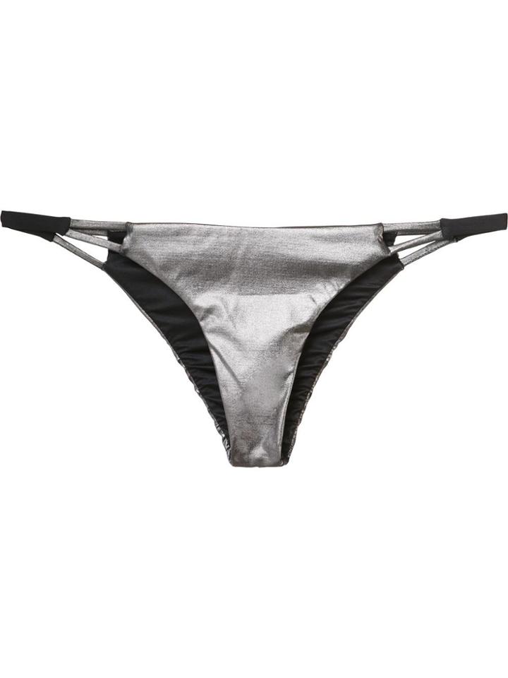 Fleur Du Mal Triangle String Bikini Bottoms - Metallic
