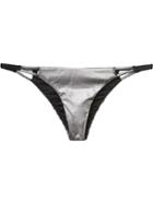 Fleur Du Mal Triangle String Bikini Bottoms - Metallic