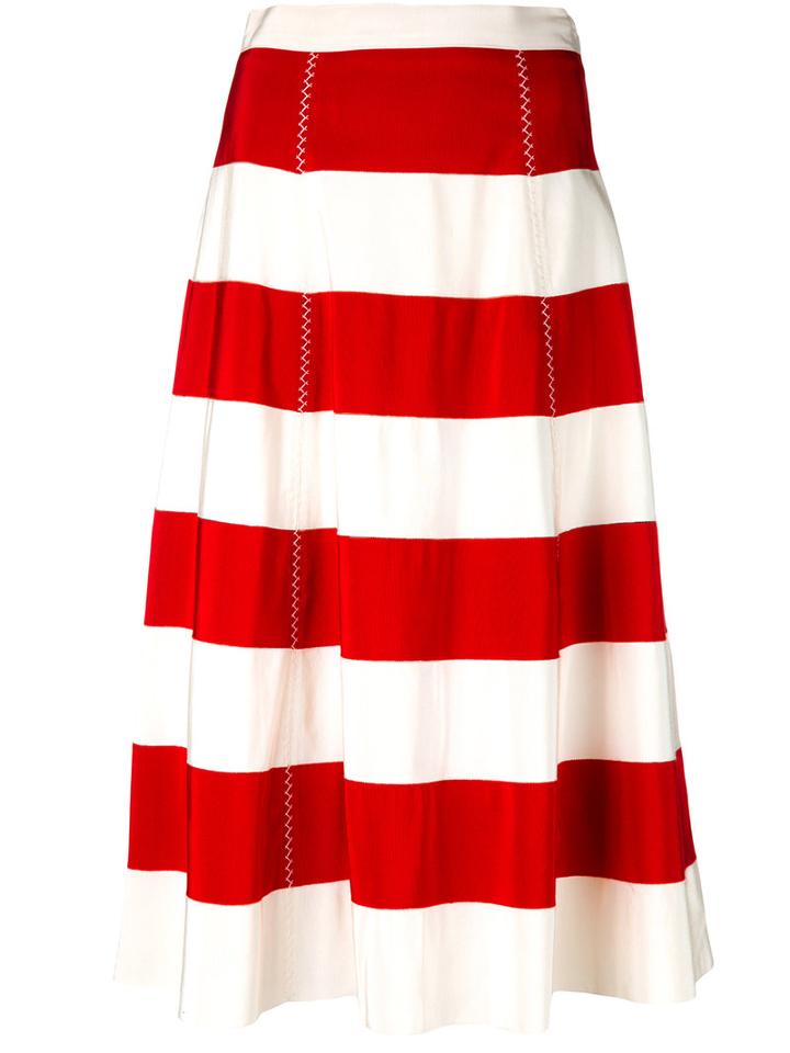 Rossella Jardini - Striped Panel Skirt - Women - Cotton/viscose - 42, Women's, Red, Cotton/viscose