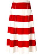 Rossella Jardini - Striped Panel Skirt - Women - Cotton/viscose - 42, Women's, Red, Cotton/viscose