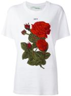 Off-white Roses Embroidery T-shirt, Women's, Size: Xs, White, Cotton