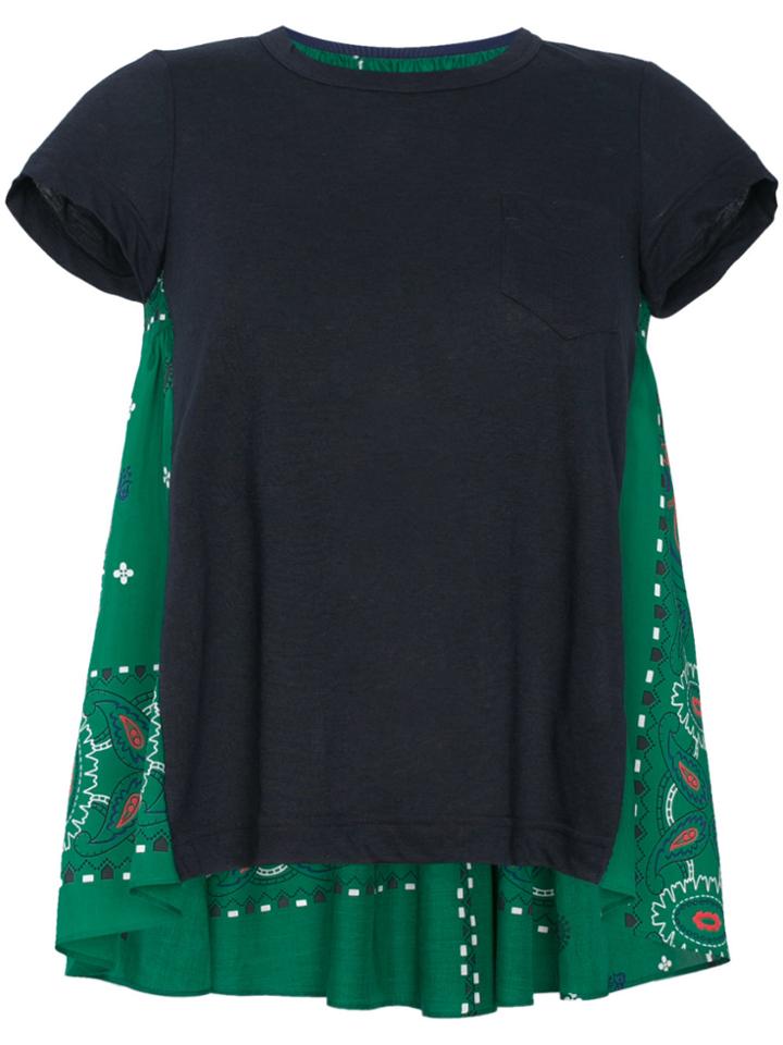Sacai Rear Paisley Panelled T-shirt - Blue