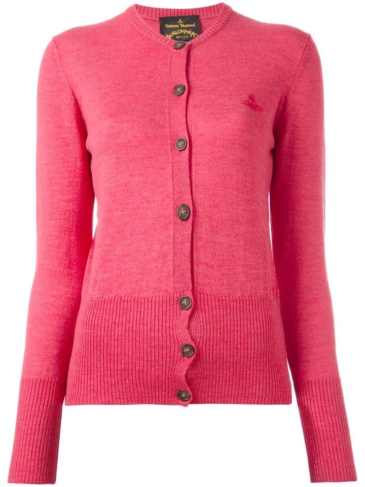 Vivienne Westwood Anglomania Classic Cardigan, Women's, Size: Large, Pink/purple, Virgin Wool