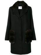 Manzoni 24 Fur Trimmed Coat - Black
