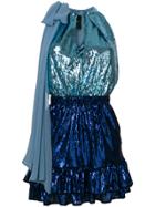 Christian Pellizzari Two-tone Sequin Mini Dress - Blue