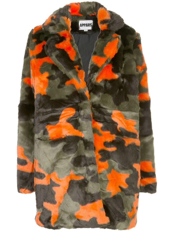 Apparis Aliya Faux-fur Camouflage Coat - Green