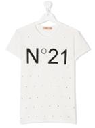 No21 Kids Embellished Logo Print T-shirt - White