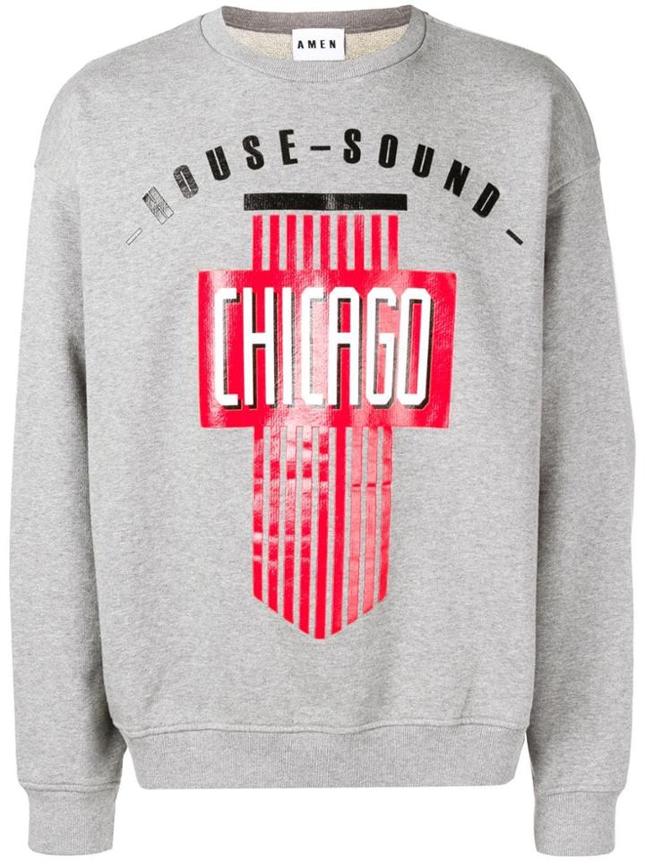 Amen Graphic Print Sweatshirt - Grey