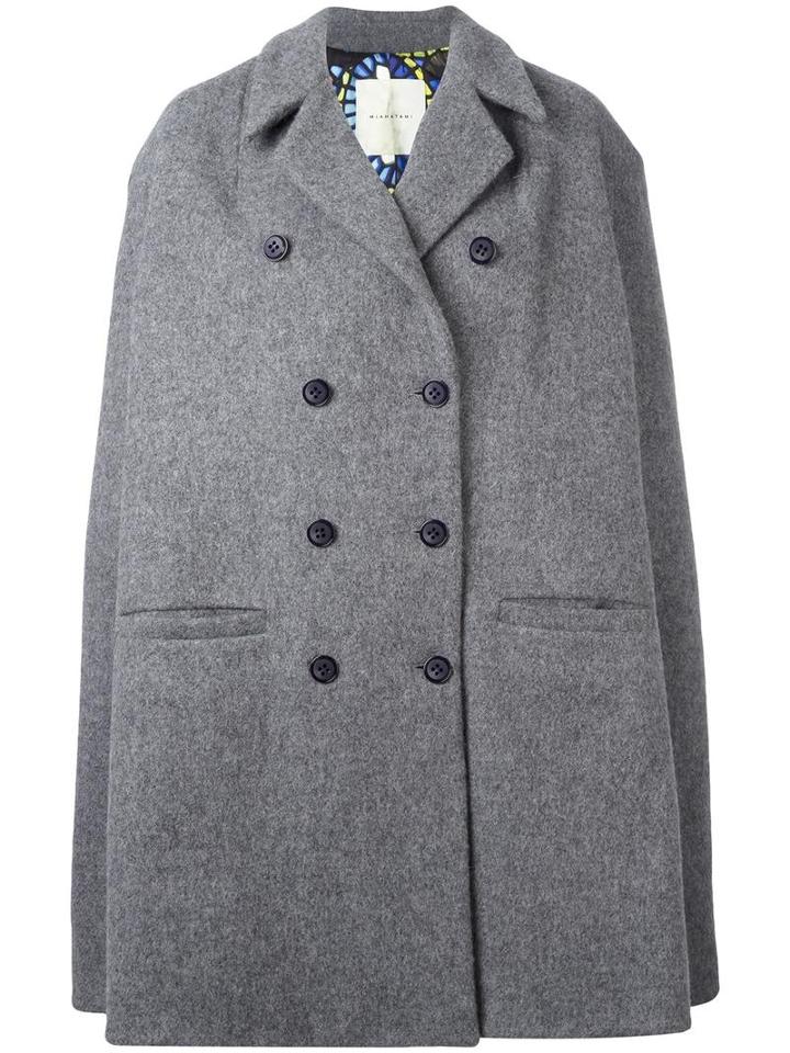 Miahatami Double-breasted Oversized Coat, Women's, Size: 40, Grey, Virgin Wool