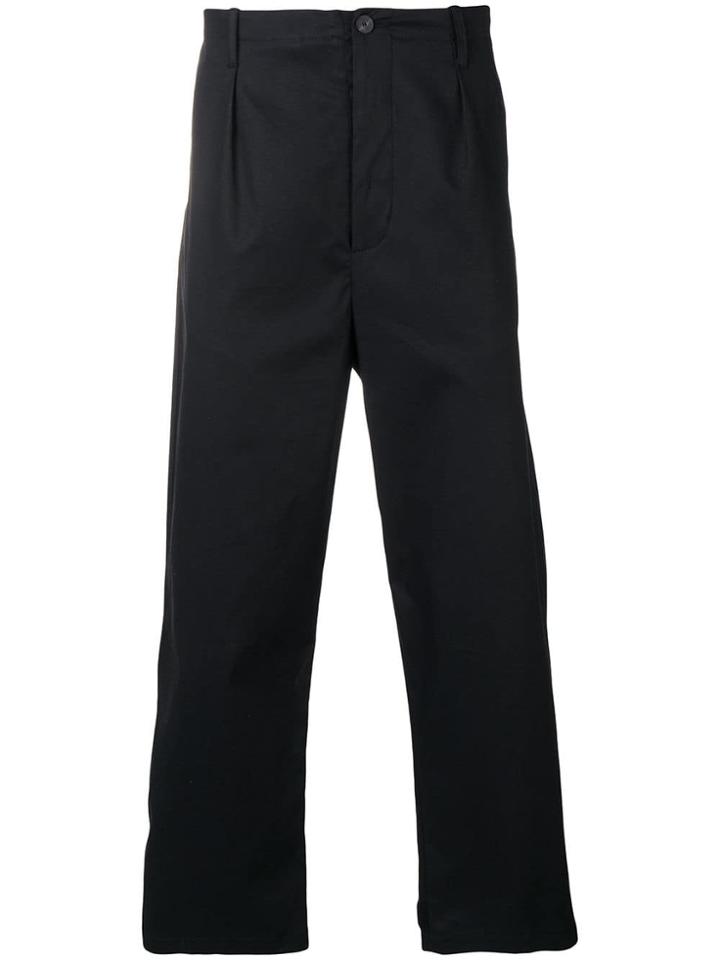 Les Hommes Loose Fit Straight Trousers - Black