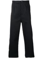 Les Hommes Loose Fit Straight Trousers - Black