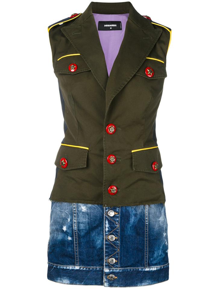 Dsquared2 Contrast Button-down Shirt Dress - Green