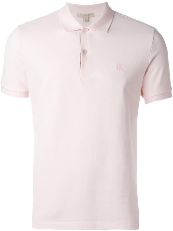 Burberry Check Placket Cotton Piqué Polo Shirt - Pink & Purple