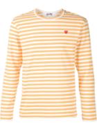 Comme Des Garçons Play Mini Heart Striped T-shirt, Men's, Size: Xl, Yellow/orange, Cotton