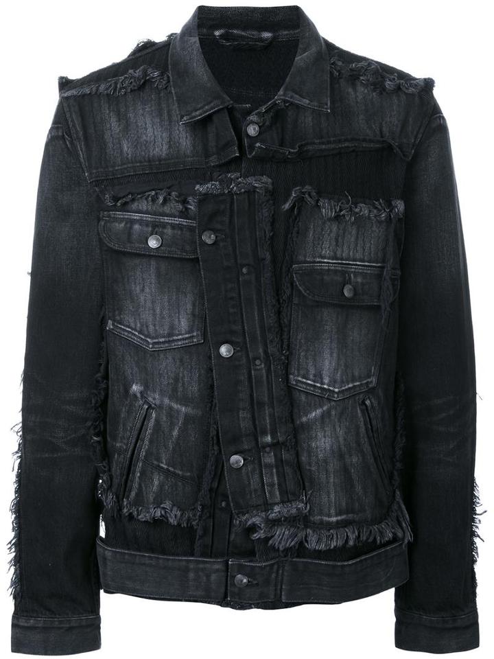 Miharayasuhiro Misplaced Denim Jacket, Men's, Size: 48, Black, Cotton