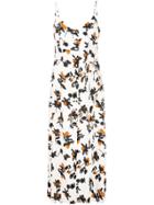 Derek Lam Floating Floral Camisole Dress With Button Detail - White