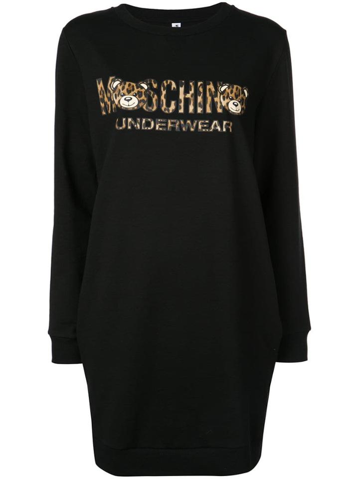 Moschino Leopard Bear Sweatshirt Dress - Black