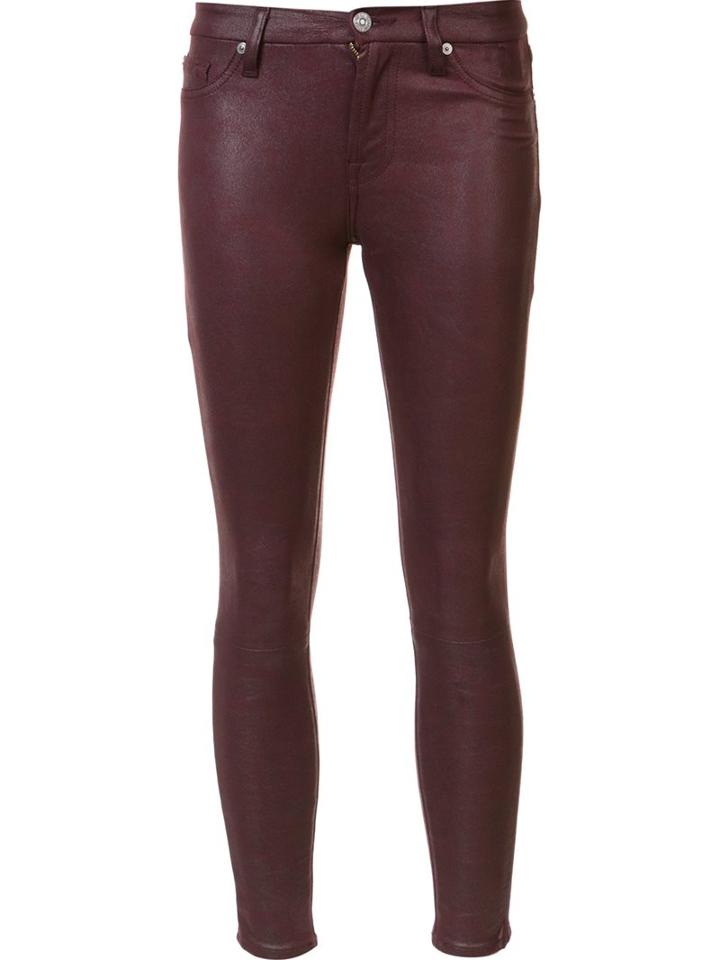 7 For All Mankind Skinny Trousers, Women's, Size: 26, Red, Polyester/spandex/elastane