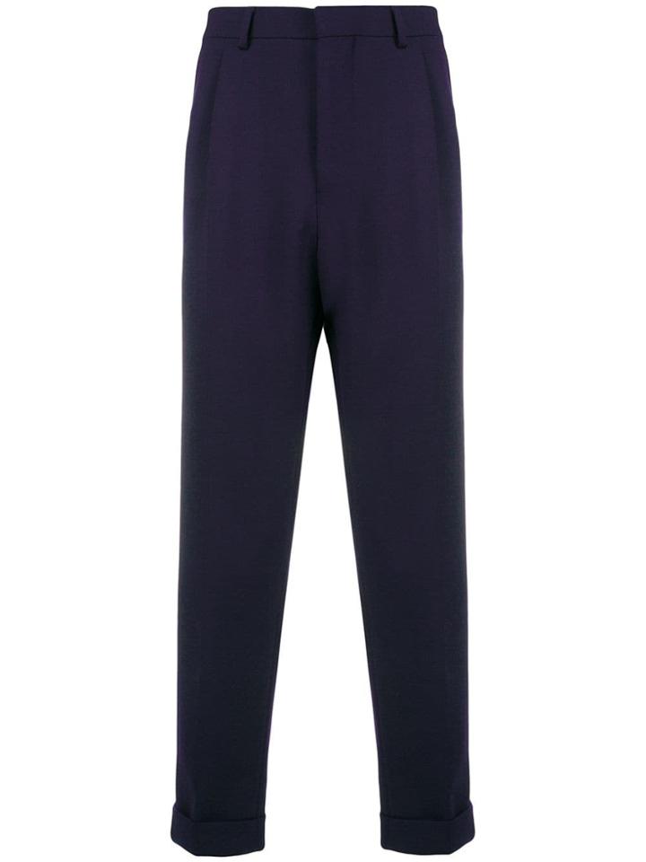 Ami Alexandre Mattiussi Pleated Carrot Leg Trousers - Blue