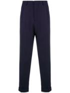 Ami Alexandre Mattiussi Pleated Carrot Leg Trousers - Blue