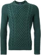 Drumohr Aran Sweater, Men's, Size: 50, Green, Wool