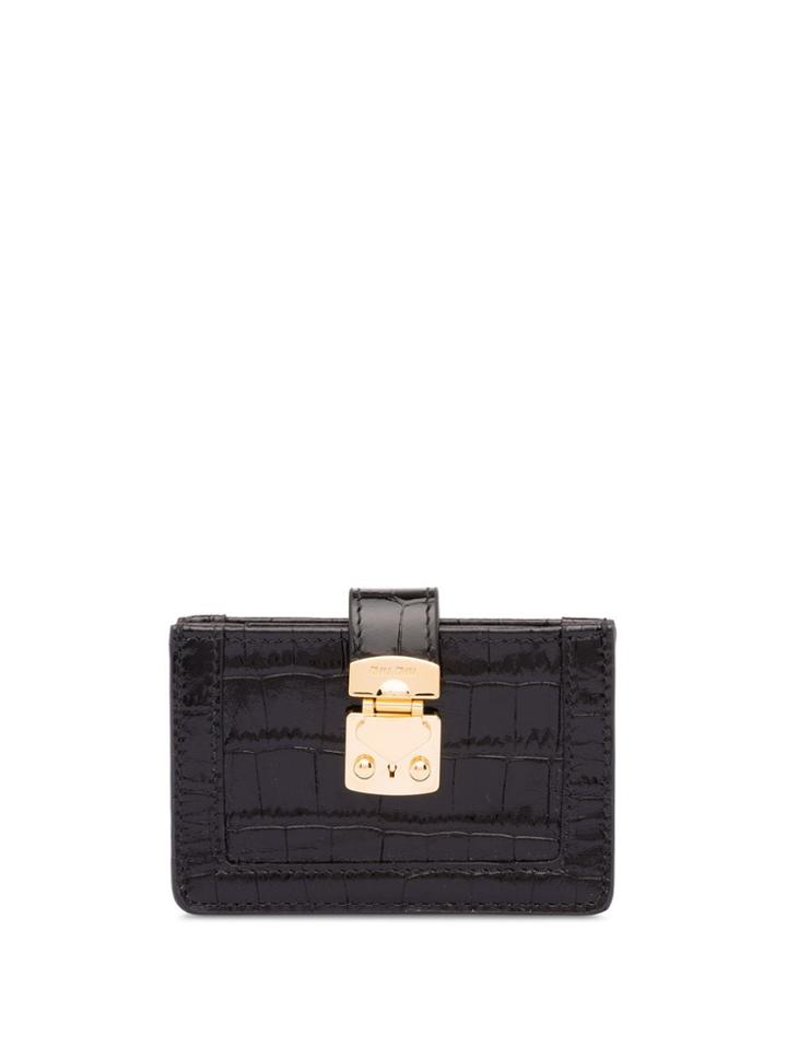 Miu Miu Printed Leather Card Holder - Black