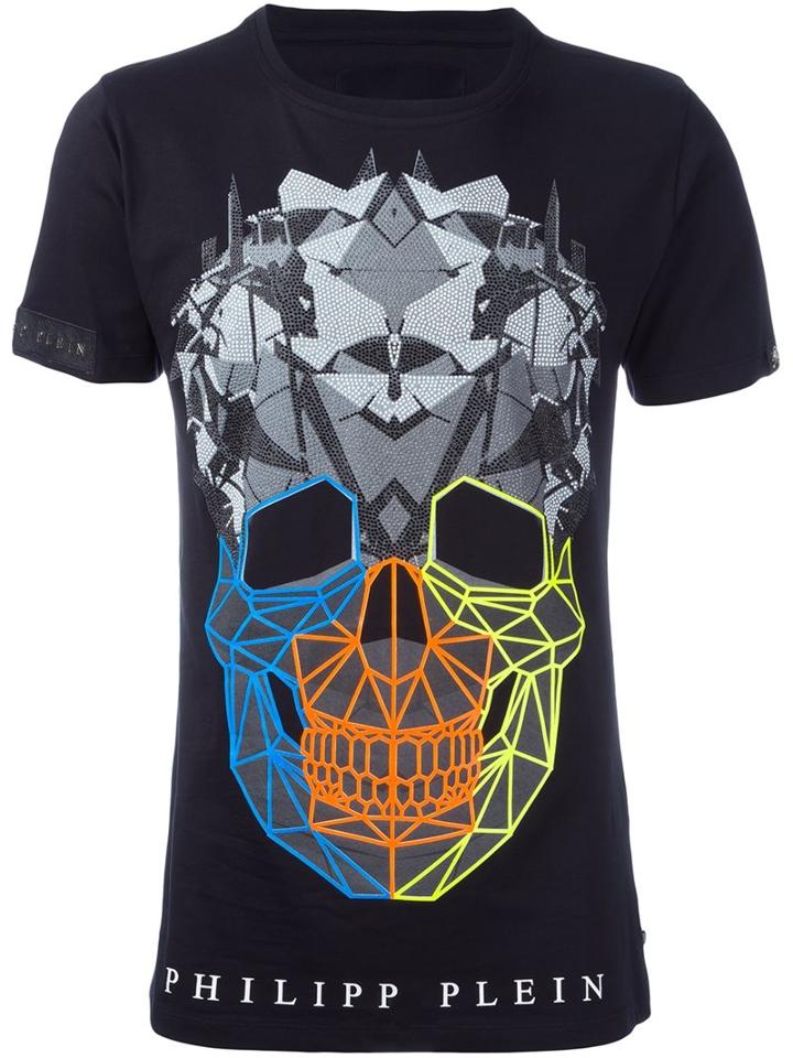 Philipp Plein 'rainbow Colors' T-shirt, Men's, Size: Xl, Black, Cotton