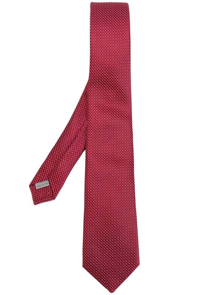 Canali Micro Check Tie - Pink & Purple