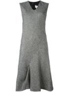 Maison Margiela Pleat Detail Shift Dress, Women's, Size: 44, Black, Acrylic/polyester/viscose/virgin Wool