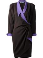 Thierry Mugler Vintage Gathered Wrap Dress, Women's, Size: 38, Brown