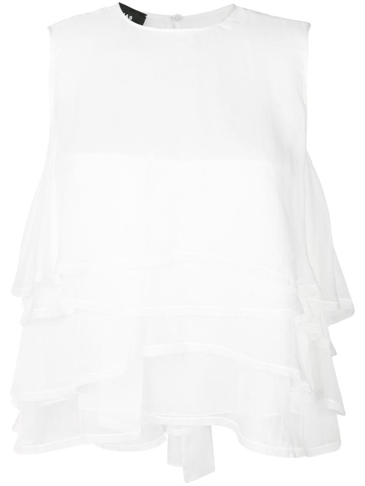 Rochas Frill Trim Sleeveless Blouse - White