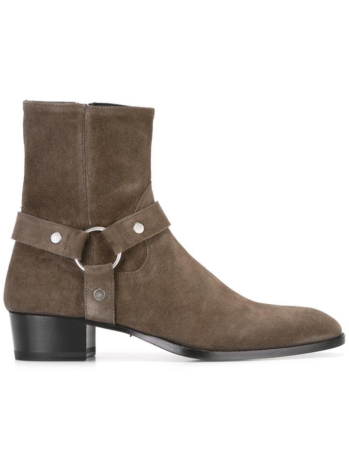 Saint Laurent Classic Wyatt 40 Harness Boots - Grey