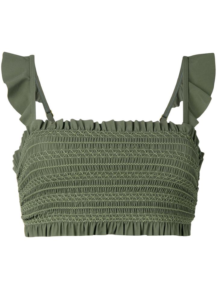 Tory Burch Costa Ruffle Top - Green