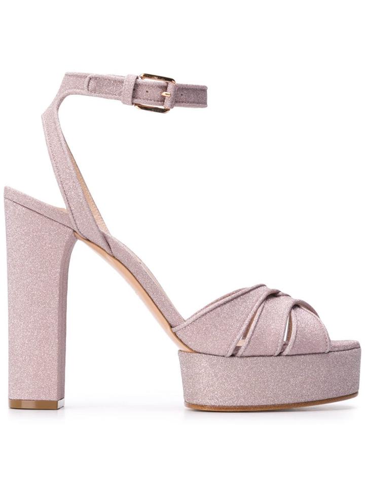 Casadei Glitter Platform Sandals - Neutrals