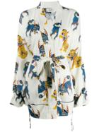 Kirin Tiger Print Kimono Jacket - White
