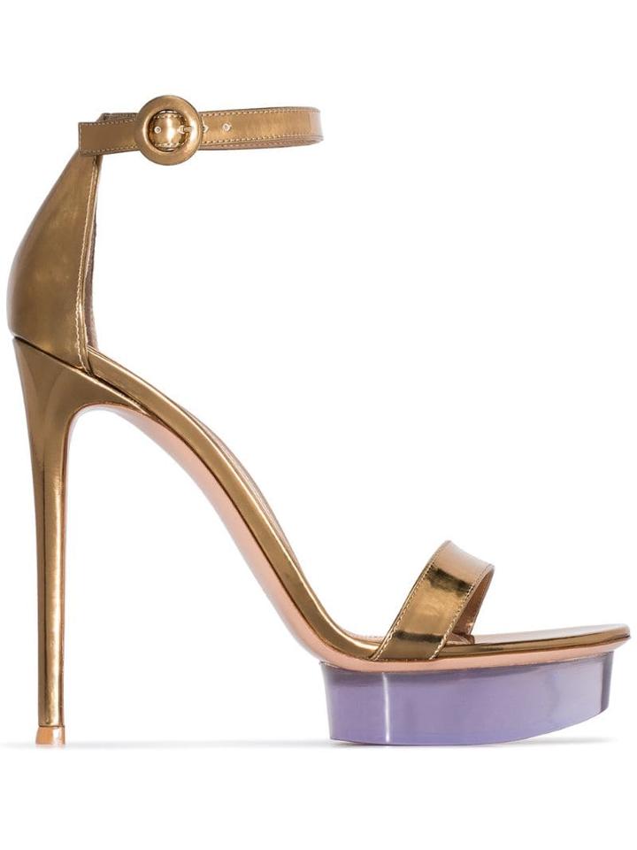 Gianvito Rossi Open Toe 130mm Platform Sandals - Gold